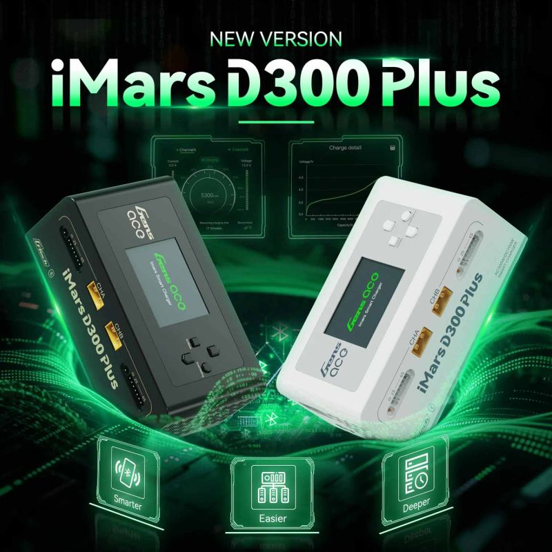 Chargeur d'accus GensAce Chargeur iMars D300 PLUS Dual Channel (UK) Blanc