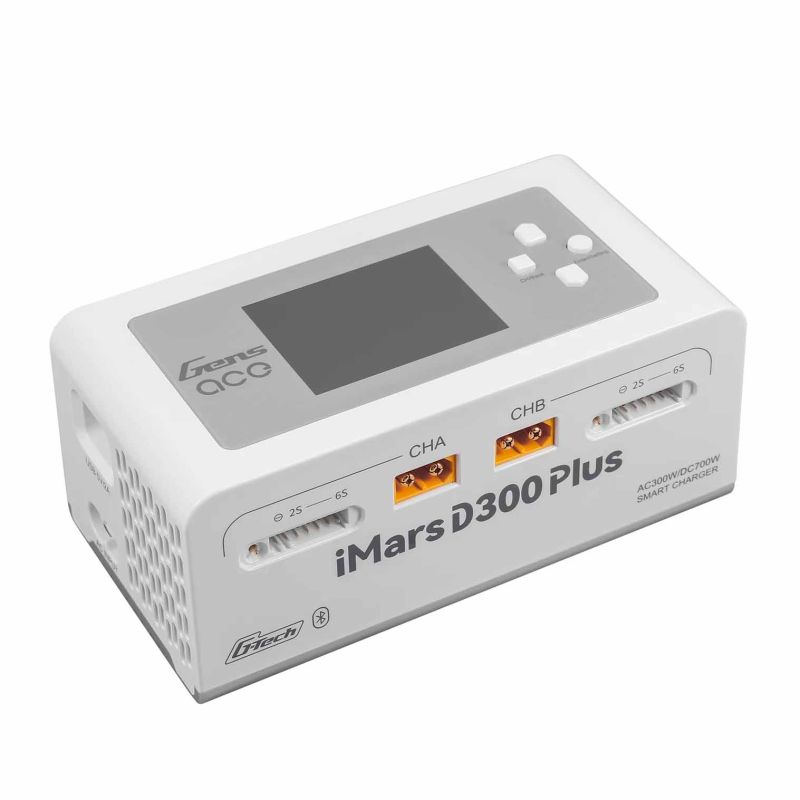 Chargeur d'accus GensAce Chargeur iMars D300 PLUS Dual Channel (UK) Blanc