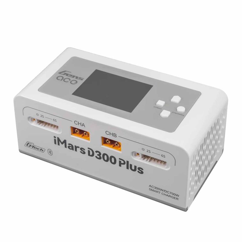 Chargeur d'accus GensAce Chargeur iMars D300 PLUS Dual Channel (UK) Blanc