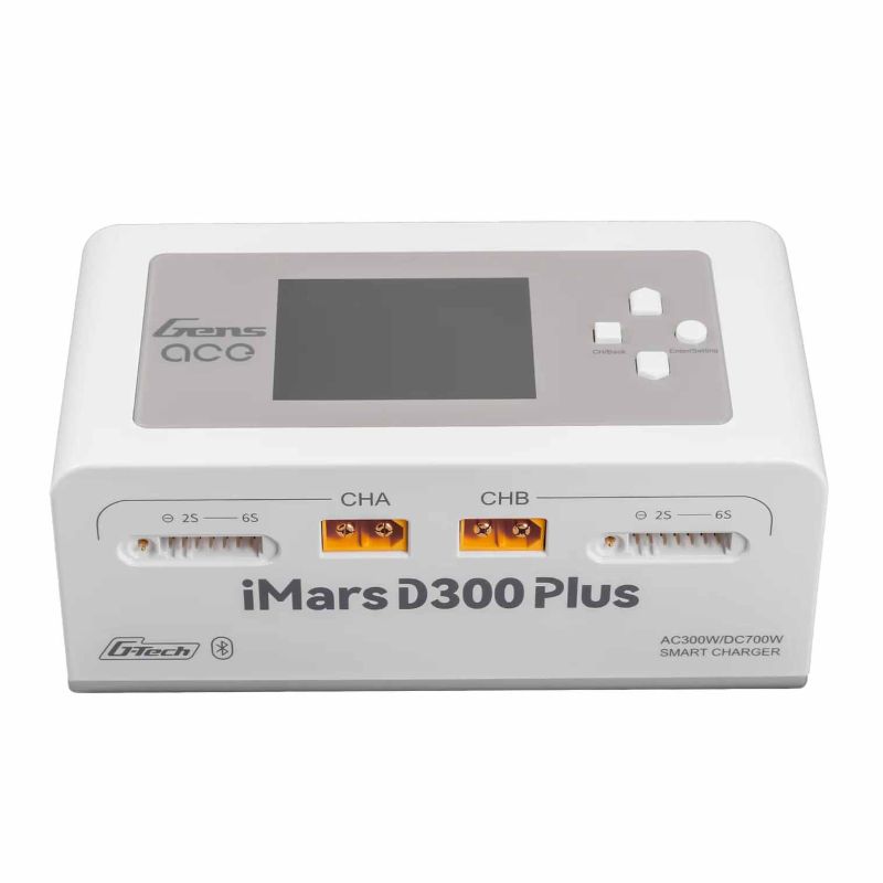 Chargeur d'accus GensAce Chargeur iMars D300 PLUS Dual Channel (UK) Blanc