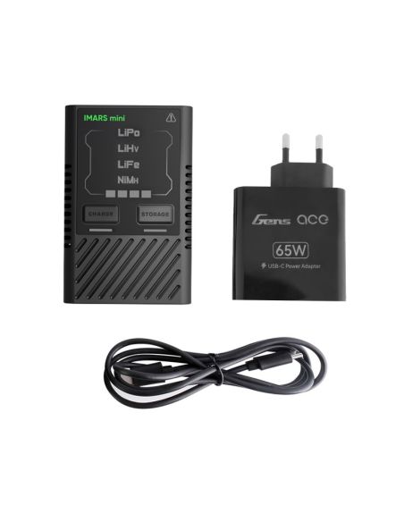 Chargeur modélisme GensAce Chargeur iMars Mini USB-C 2-4S & Adaptateur 65W (EU)