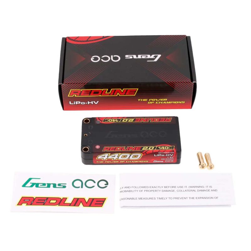 Accu GensAce Redline 2.0 Shorty 2S HV 7.6V-140C-4400 96x47x18.5mm 160g