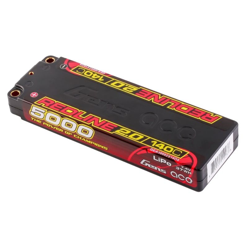 Accu GensAce Redline 2.0 Low Prof 2S HV 7.6V-140C-5000 139x47x18.5mm 224g