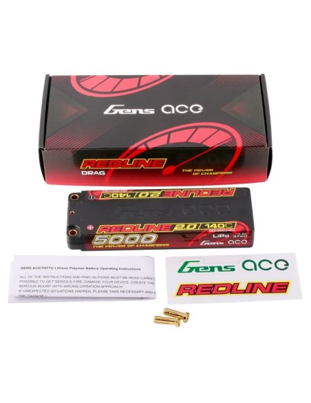Accu GensAce Redline 2.0 Low Prof 2S HV 7.6V-140C-5000 139x47x18.5mm 224g