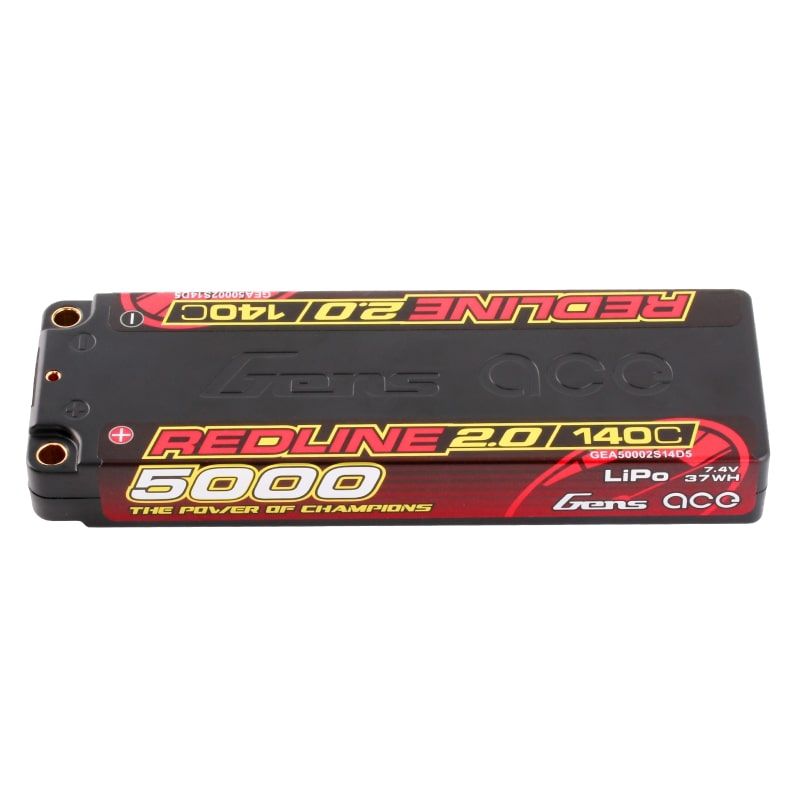 Accu GensAce Redline 2.0 Low Prof 2S HV 7.6V-140C-5000 139x47x18.5mm 224g