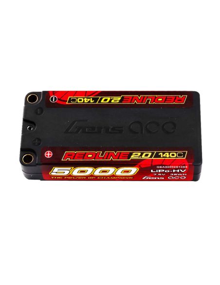 Accumulateur, accu, GensAce Redline 2.0 Shorty 2S HV 7.6V-140C-5000 97x47x20mm 179g