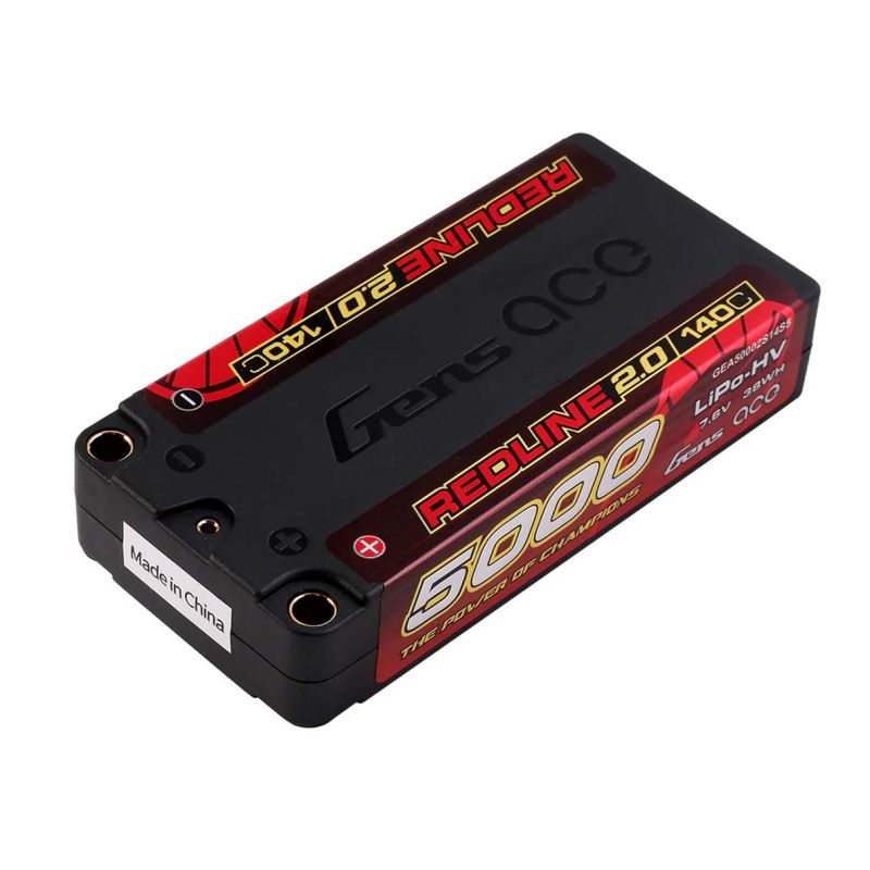 Accumulateur, accu, GensAce Redline 2.0 Shorty 2S HV 7.6V-140C-5000 97x47x20mm 179g