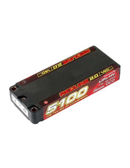 Accumulateur, accu, GensAce Redline 2.0 Mid Size 2S HV 7.6V-140C-5100 113x47x19mm 191g
