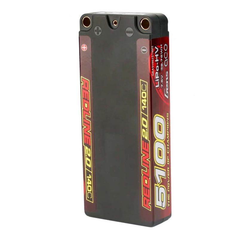 Accumulateur, accu, GensAce Redline 2.0 Mid Size 2S HV 7.6V-140C-5100 113x47x19mm 191g