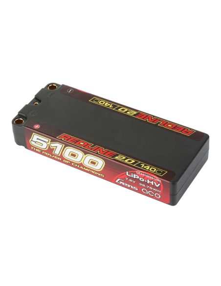 Accumulateur, accu, GensAce Redline 2.0 Mid Size 2S HV 7.6V-140C-5100 113x47x19mm 191g
