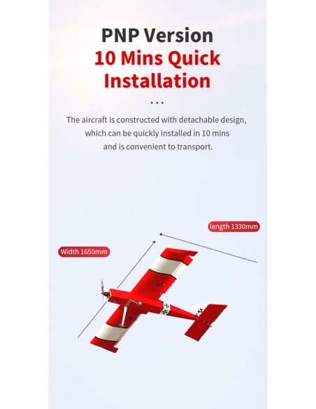 Avion RC OMPHOBBY Fun Stick Balsa rouge avion 1.65m ARF