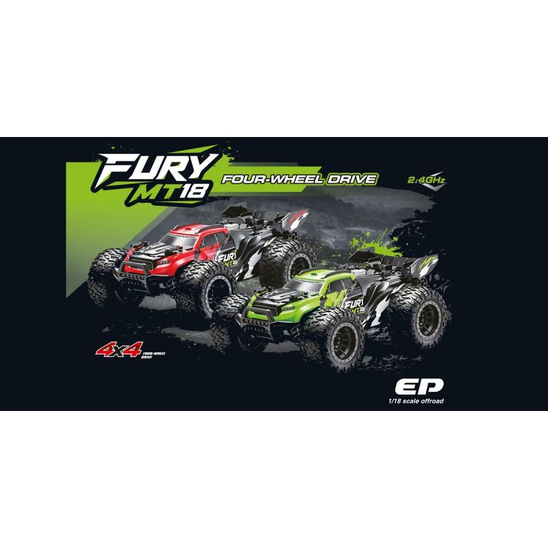 Voiture Rc, radiocommandé, Mini Fury MT18 Vektor 4WD Vert 1:18 RTR