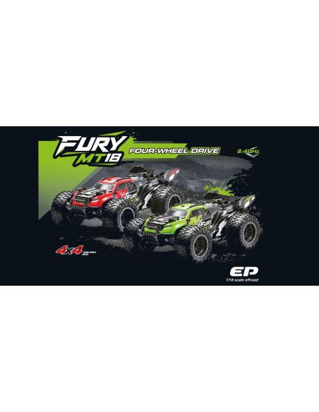 Voiture Rc, radiocommandé, Mini Fury MT18 Vektor 4WD Vert 1:18 RTR